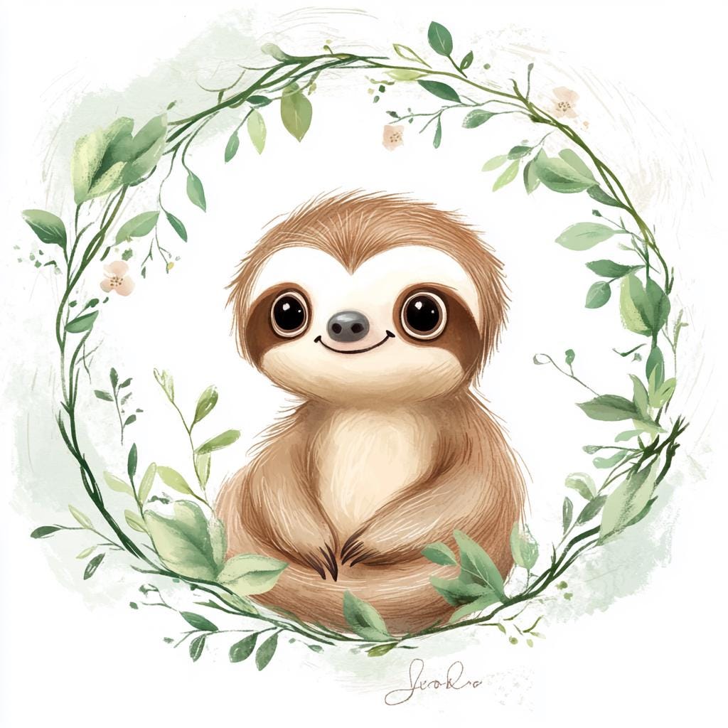 9 Sloth Clipart, Baby Sloth PNG, PNG,JPJ, Sloth Clip Art, Nursery Decor, Kindergarten, Comercial use, Junk jornal, Animal Clipart, File