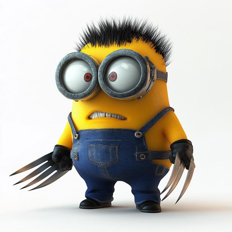 Minion Wolverine Clipart: Superhero PNG Images (digital File) - Etsy