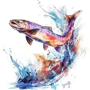 Watercolor Fish Clipart: Freshwater Fish PNG, JPJ (Digital Download)