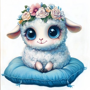 9 Baby Lamb Watercolor Clipart, high quality png,jpj cute farm animals,Printables,journal,scrapbooking,digital download, commercial use file