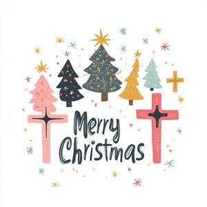 Watercolor Merry Christmas Clipart: Cozy Font, Santa, Tree (PNG, Commercial Use)