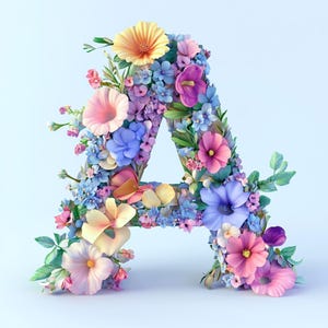 Colección de 26 imágenes prediseñadas del alfabeto de flores de acuarela, imágenes prediseñadas del alfabeto, imágenes prediseñadas de hitos del bebé, descarga digital, imágenes prediseñadas florales, junk jornal