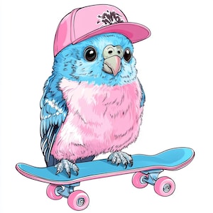 6 Funny skateboarding Animals Clipart, Png,jpj Caricature Pet Bundle Watercolor,Safari Illustration,Digital Print, Junk Journal digital file
