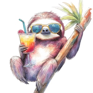 Cute Sloth Animal PNG, Adorable Sloth Clipart, High-Resolution Digital Download, Funny Sloth Design for Crafts, Scrapbooking, and Decor png