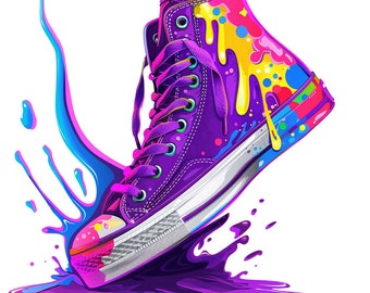 Dripping Sneaker PNG: Colorful Shoe Design (Digital Download)