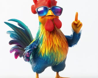 Funny Rooster Clipart: Colorful Farm Graphics (PNG, JPG)