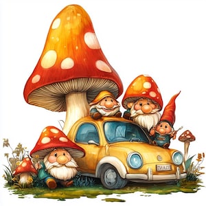 Watercolor Coffee Lover Gnome Clipart Bundle (PNG, JPG Digital File)