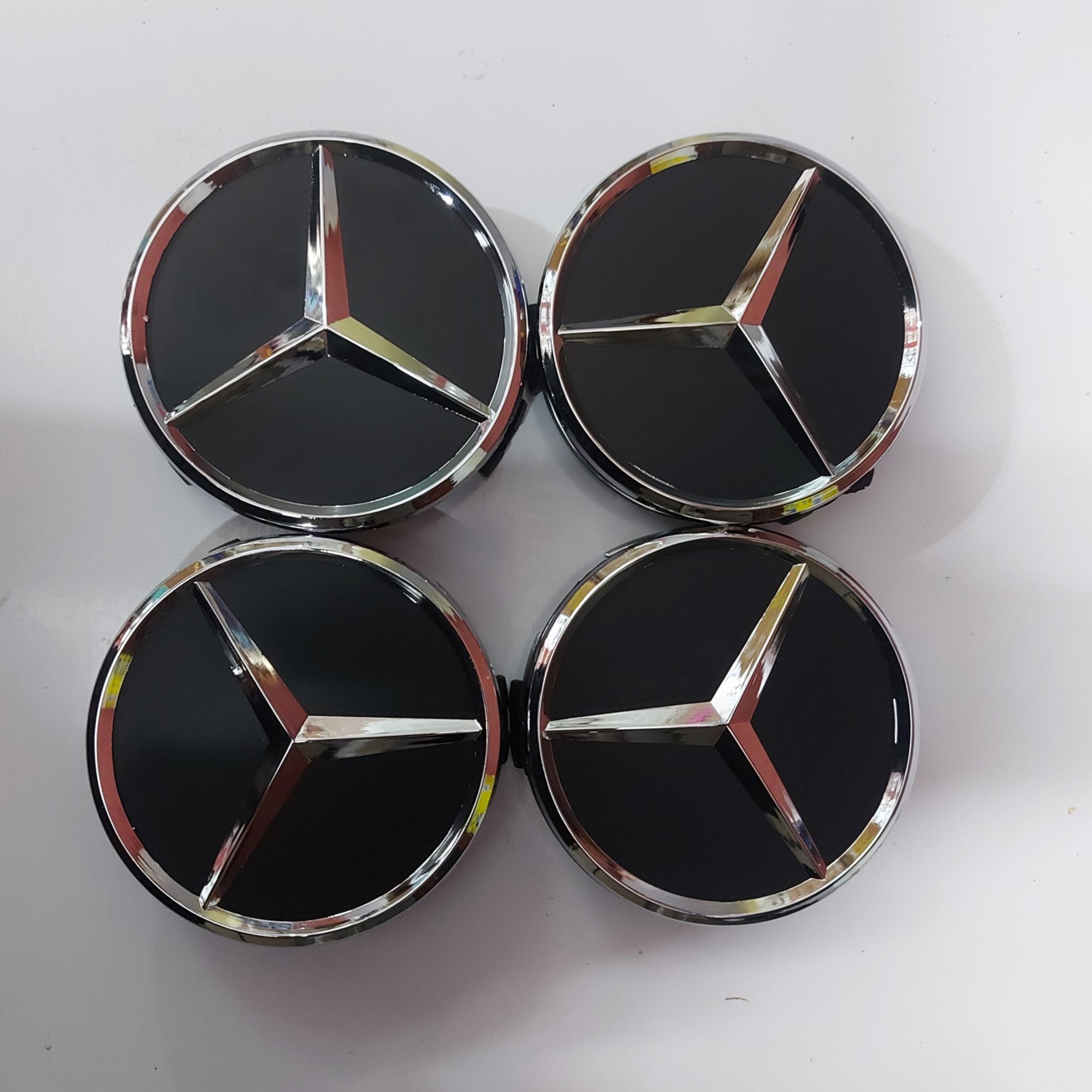 Mercedes Wheel Center Caps - Gloss Black Silver Logo 75mm - Set of 4 - Etsy