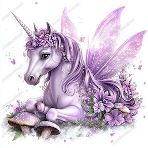 8 Cute Unicorns Clipart, Unicorn Watercolor Clipart,PNG,JPJ, Unicorn Clipart Bundle, Baby Unicorn, Unicorn Party Watercolor Clipart, File