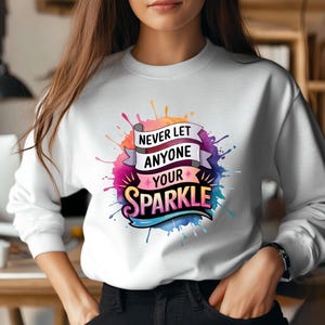Never Let Anyone Dull Your Sparkle png, Inspirational Sublimation Design, T-Shirt png, Sweatshirt Design, Colorful png, Junk jornal png
