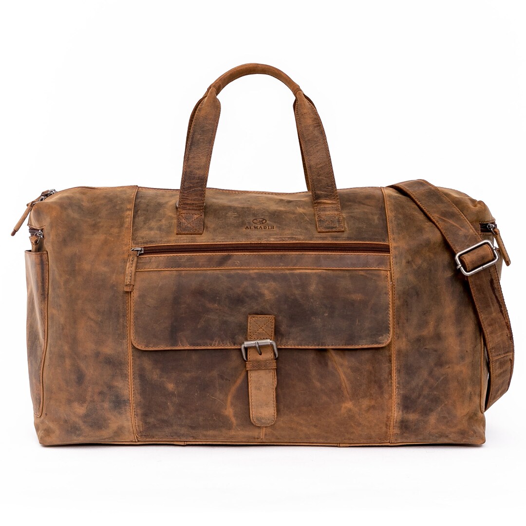 ALMADIH XL Leather Travel Bag Sports Bag AIKO Weekender Hand Etsy