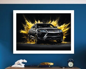 Lamborghini Urus - Car Art Poster, Vintage Car Poster, Classic Automobile Art Print, Gift for Car Enthusiast, Supercar Print, Car Print