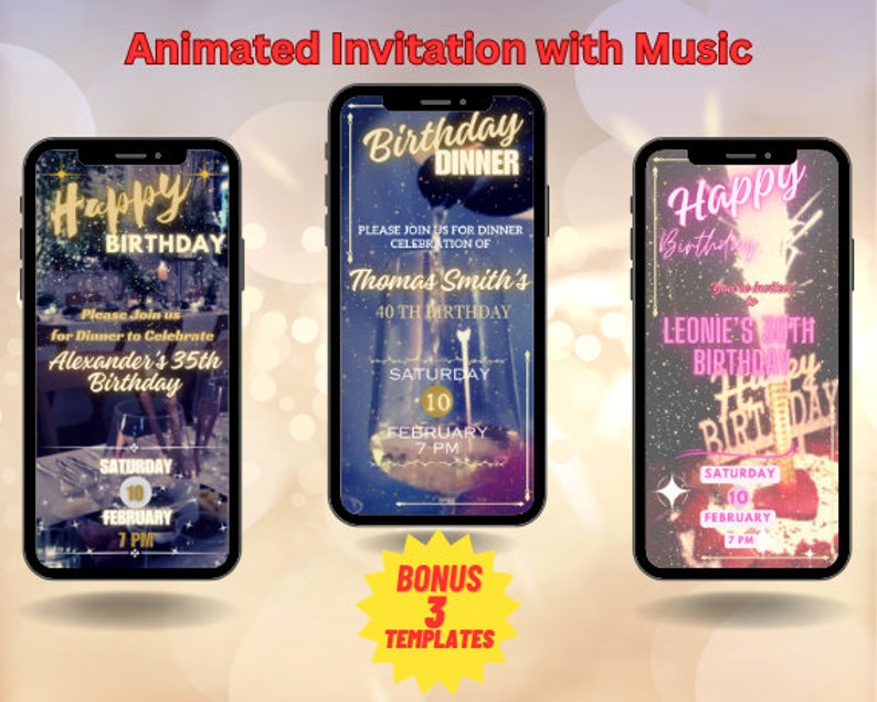 Digital Animated Birthday Invitations Choose Your Perfect Etsy