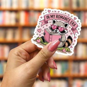 Cute Raccoon Reading Stickers Set – Fantasy, Romance & Crime Book Lover Aesthetic – Coquette Bookish Waterproof Vinyl Stickers