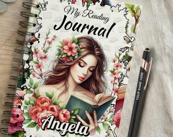 Diario de lectura personalizado tamaño A5 / Rastreador de libros hecho a mano / Registro de lectura personalizado / Diario de lectura A5 / Diario de reseñas de libros