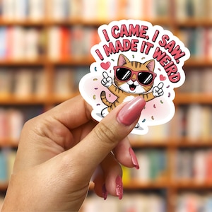 Adesivi con citazioni di gatti divertenti e carini - Set di adesivi in vinile con gatti kawaii - Confezione di adesivi impermeabili e carini per diari, laptop e altro