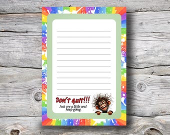 Funny Quotes  Handmade Notepad: Sarcastic Quotes Notepad - Quirky Animals Stationery, Motivational Desk Pad