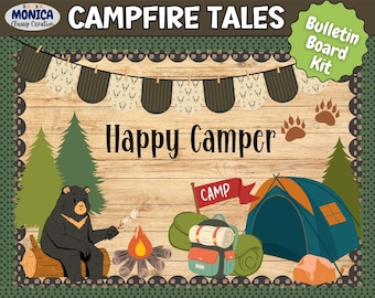 Camp Theme Bulletin Board Kit-Happy Camper Classroom Door Decor-Nature Forest Bulletin Board Set-Summer Adventure Classroom Decorations