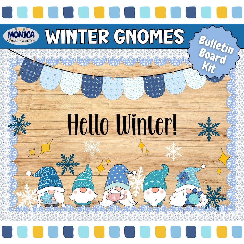 Winter Gnomes Bulletin Board Kit January Classroom Door Decor Hello ...