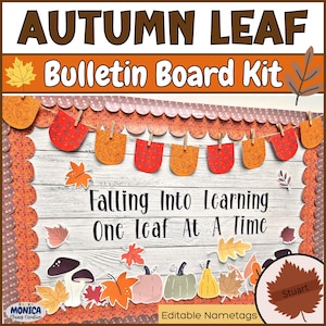 Kit per bacheca autunnale Boho, decorazione per la porta dell'aula con zucche, idee per bacheche autunnali, decorazioni autunnali accoglienti per l'aula, bacheca di ottobre