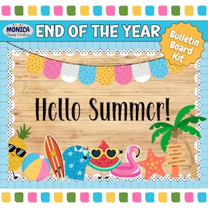 End Of The Year Bulletin Board Kit-Hello Summer Vibes Classroom Door Decor-Beach Bulletin Board-Back To School-May/June Bulletin Board