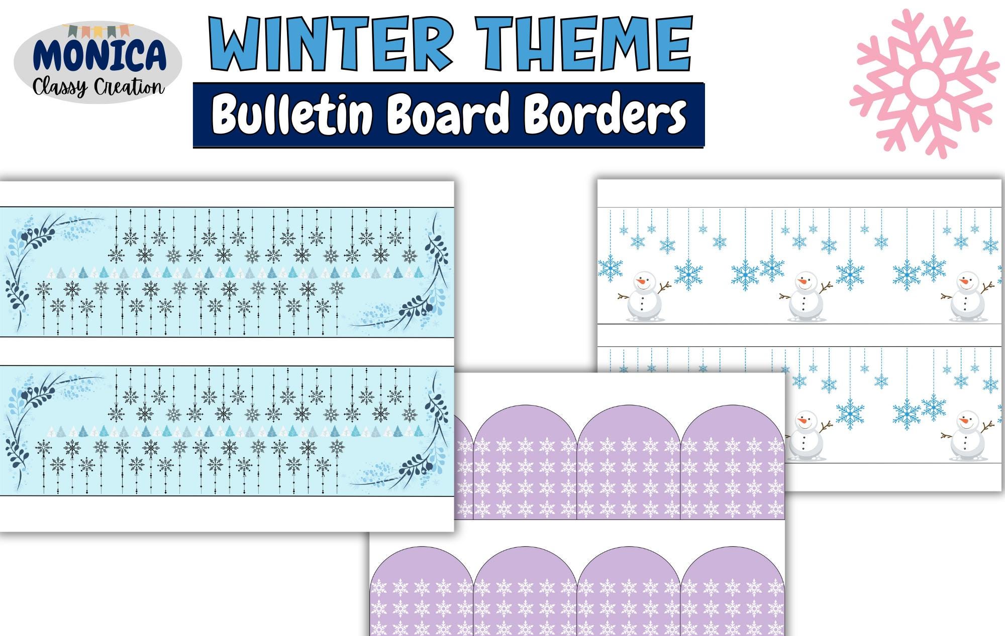 Winter Bulletin Board Borders Printable-snowflake Theme Classroom Decor ...