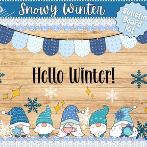 Winter Gnomes Bulletin Board Kit January Classroom Door Decor Hello Winter Wonderland Bulletin Board Holiday Season Decor