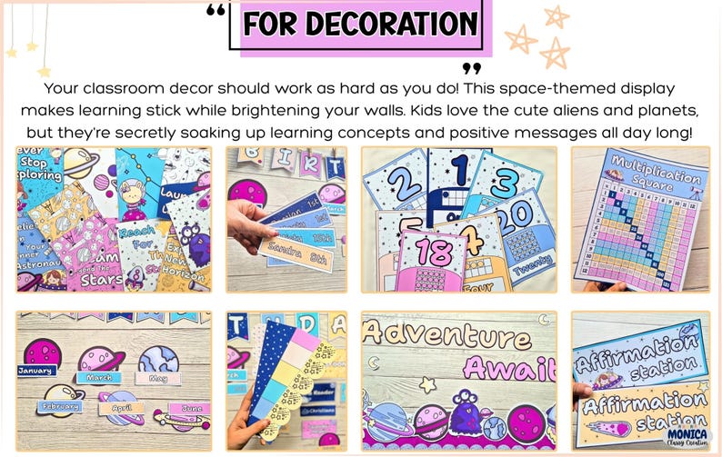 Outer Space Theme Classroom Decor Bundle-Elementary Classroom Theme Bundle-Bright Pastel Classroom Decorations-Planet Teacher Decor Bundle image 3