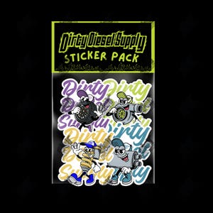 Dirty Diesel Supply Cartoon Parts Sticker Pack - Set of 4 Stickers