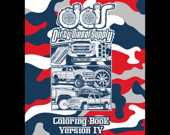 Truck Coloring Book for Adults — Dirty Diesel Supply Version 4 — Lifted Truck Coloring Pages — Gift for Truck Lovers