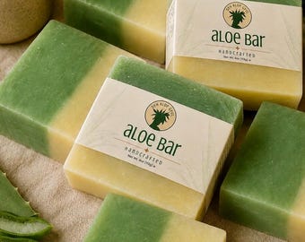Aloe Vera Soap, Cucumber Soap Bar, Handmade All Natural Soap, Moisturizing Face and Body Soap, Sensitive Skin Soap, Vegan Soap, 4 ounces