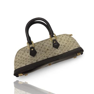 Bolsa vintage Louis Vuitton com alça superior marrom e creme, monograma, década de 1970