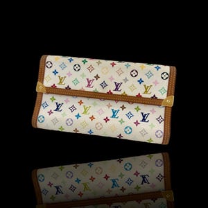 Carteira vintage Louis Vuitton multicolorida com monograma, anos 2000