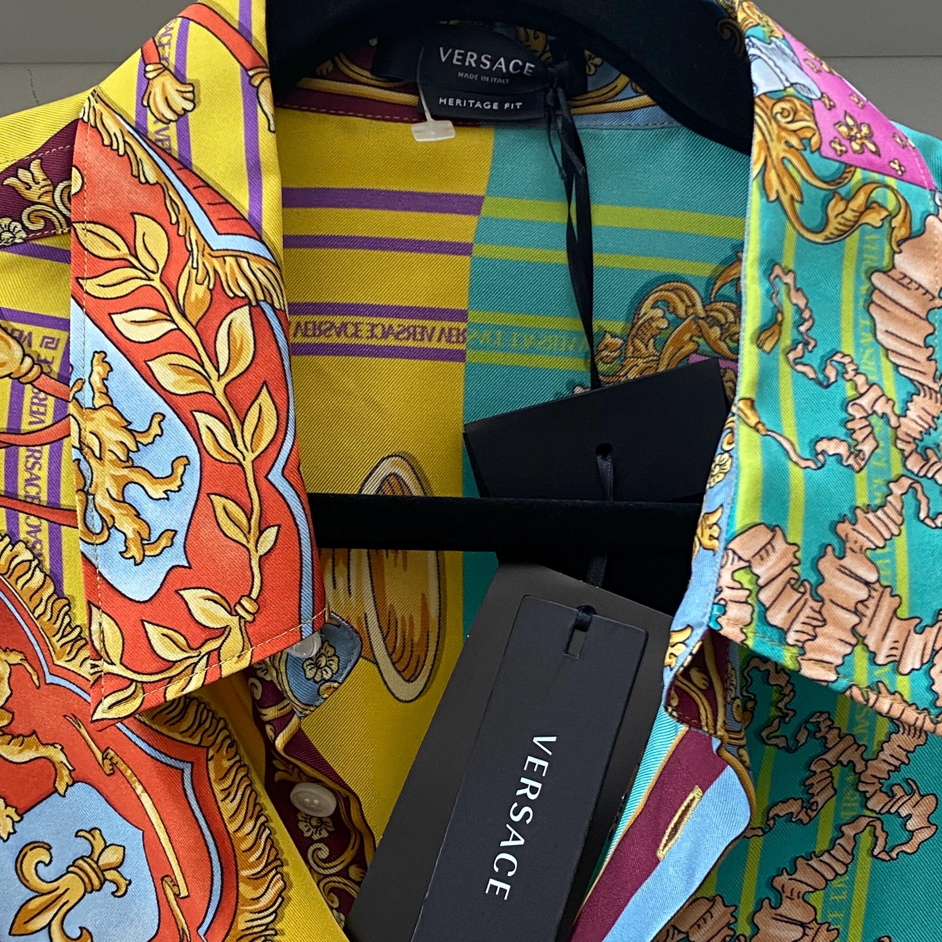 Authentic Versace Medusa Baroque Silk Heritage Fits Blouse Shirt 