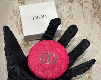 Authentic 2000s Christian Dior pink leather heart pocket double mirror