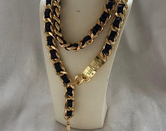 Vintage Chanel 95 thick gold chain leather belt / necklace/ bracelet