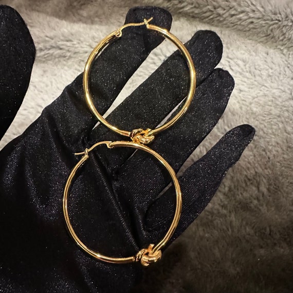 Original Celine gold tie hoops earrings 2000s - image 5