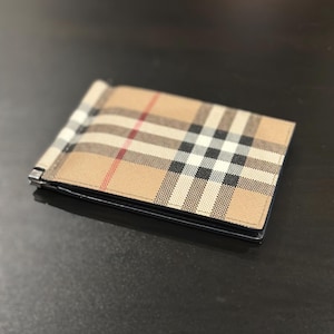 Carteira Burberry clássica com prendedor de dinheiro e xadrez autêntica dos anos 2000