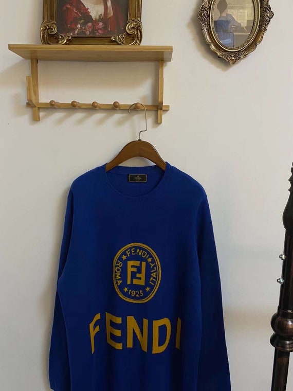 Authentic Vintage Fendi 1990s blue long sweater d… - image 6
