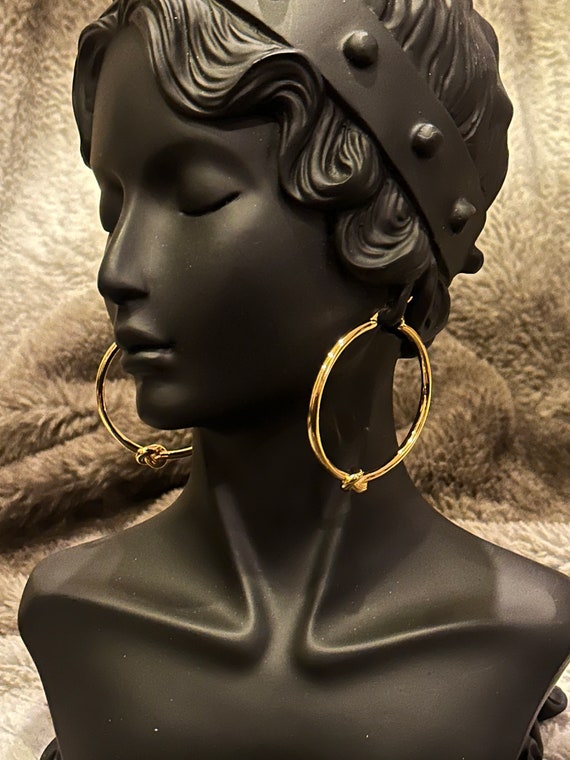 Original Celine gold tie hoops earrings 2000s - image 7