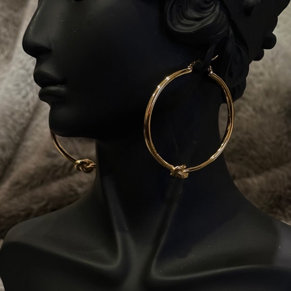 Original Celine gold tie hoops earrings 2000s - image 1