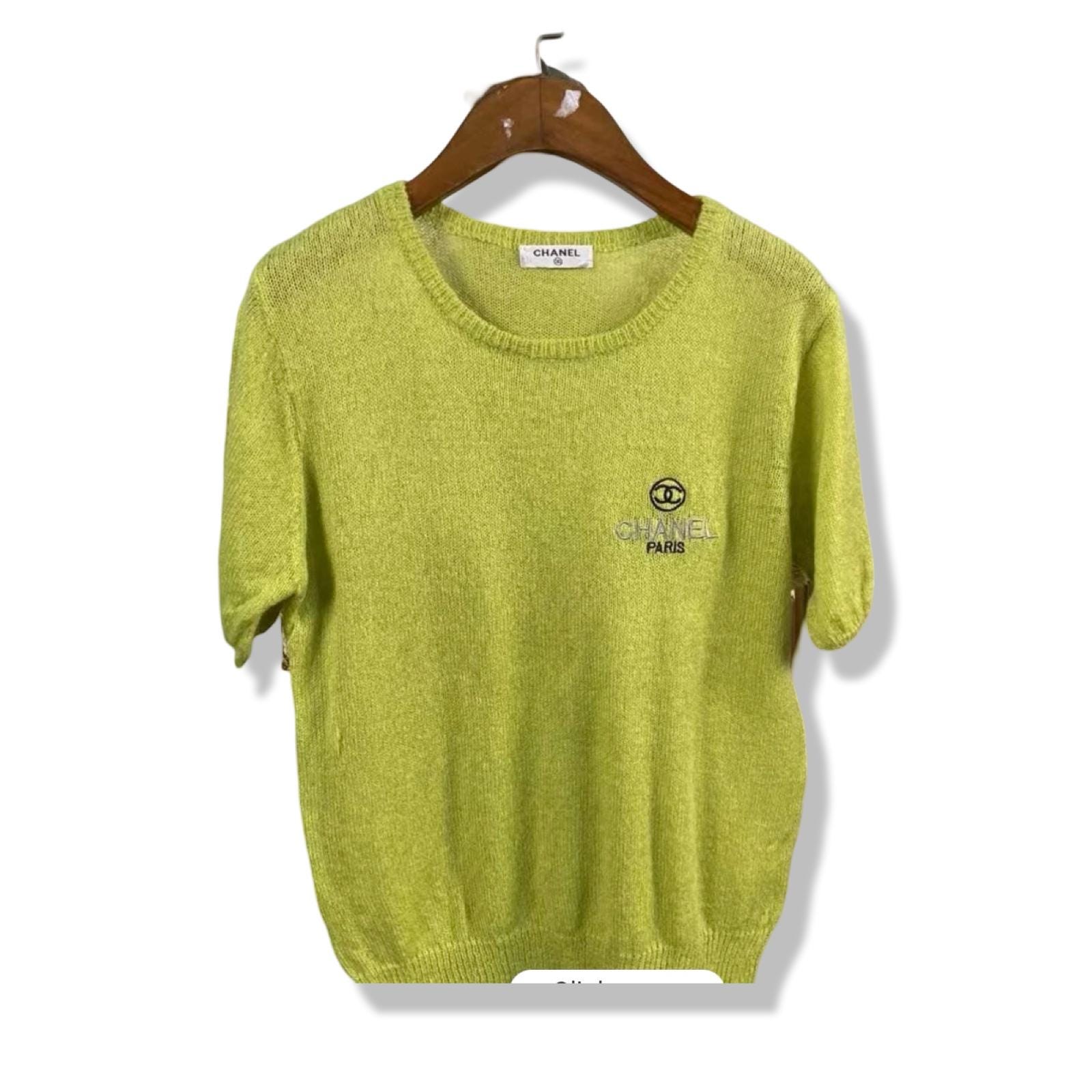 トップス 90s CHANEL BOUTIQUE Summer knit Authentic Chanel Vintage Knit Short Sleeves Top 1990s - Etsy