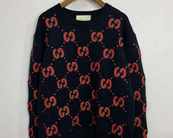 Authentic Classic GG GUCCI  monogram rabbit sweater 2000s