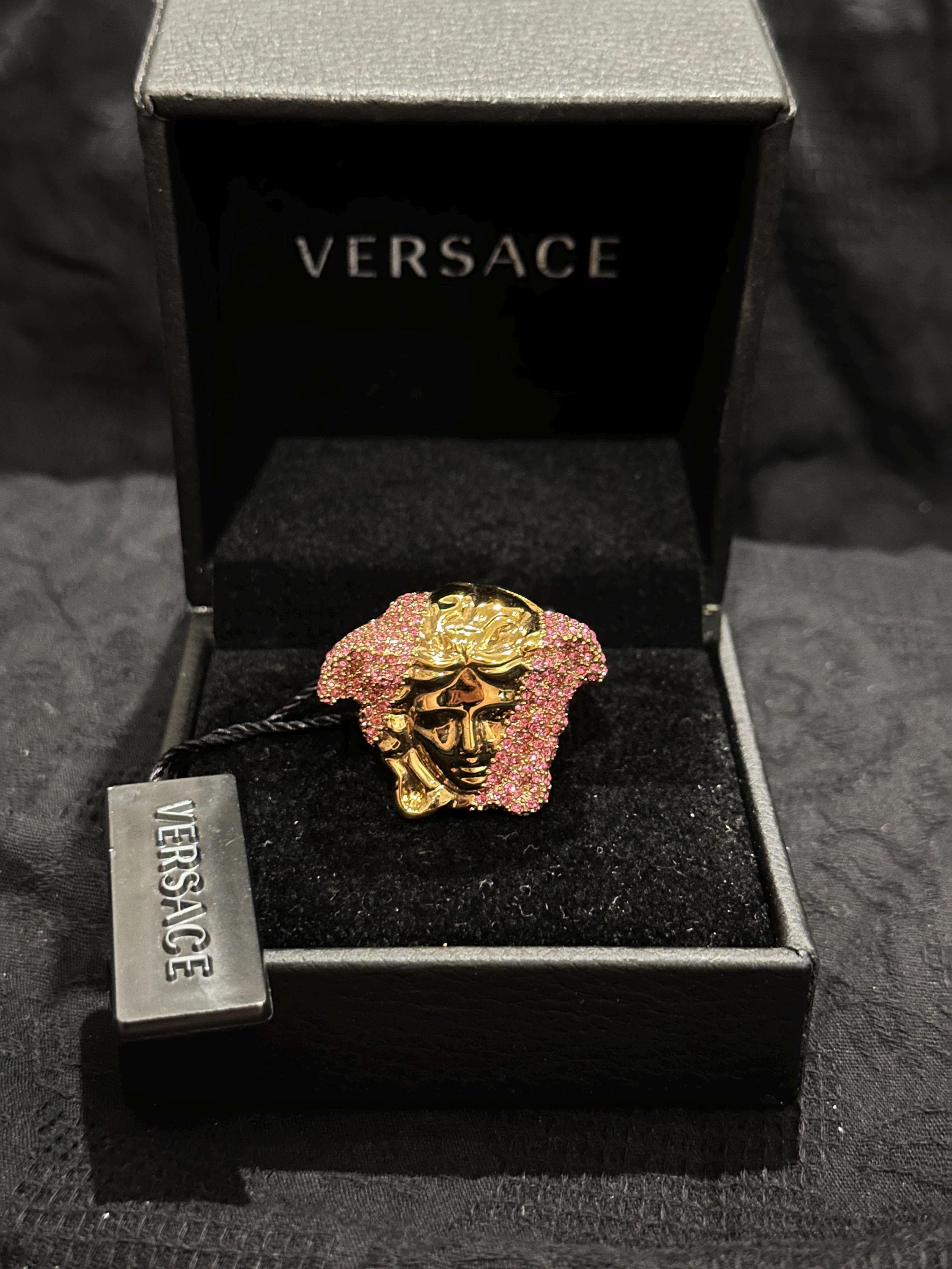 Authentic Versace 3d Chunky Pink Crystals Medusa Gold Ring - Etsy