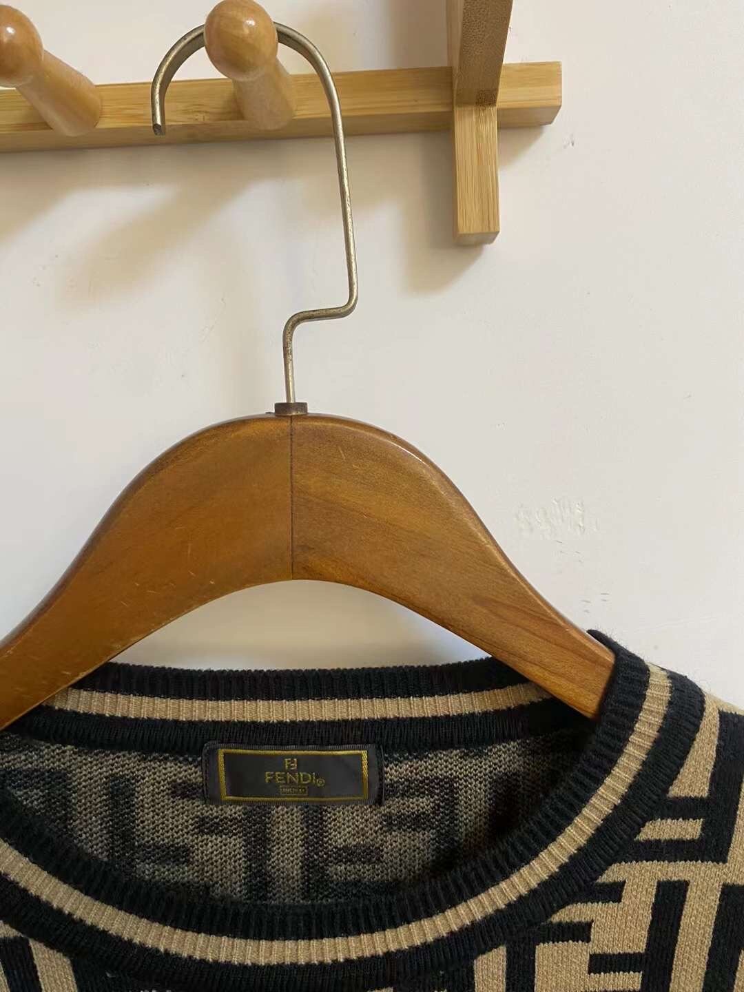 Authentic Vintage Fendi Zucca Round Neck Sweater Top 1990s