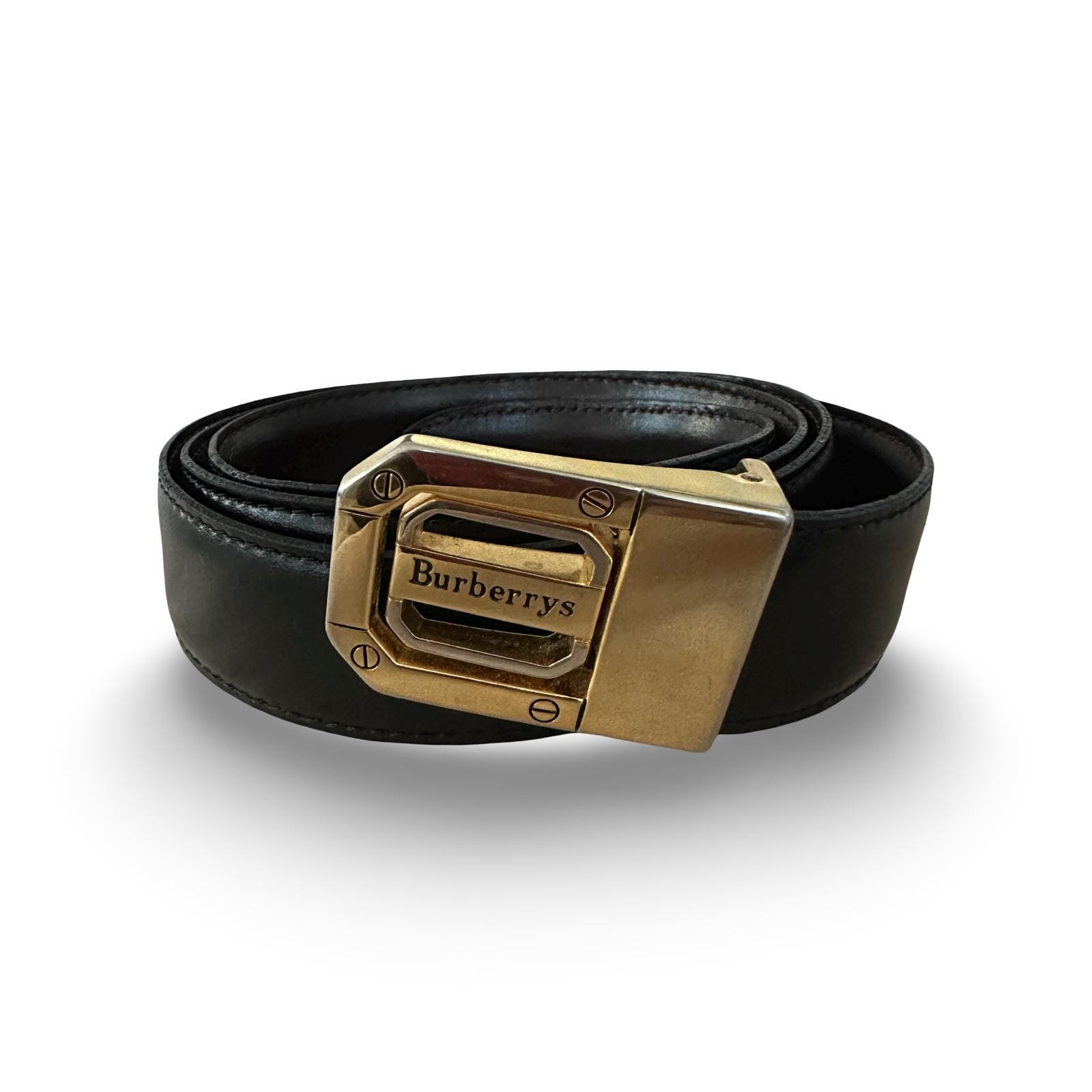 Authentic Vintage Burberry Gold Buckle Leather Belt 1980s - Etsy display picture 3