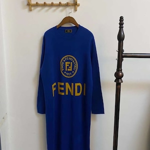 Vintage Fendi 1990s Sweater Kleid in Blau