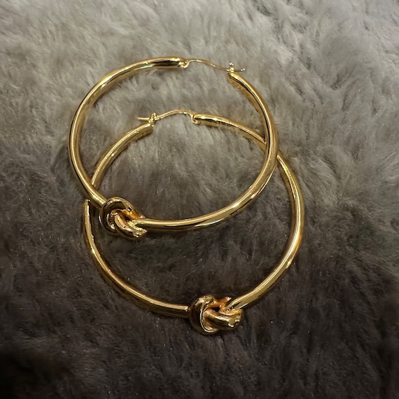 Original Celine gold tie hoops earrings 2000s - image 2