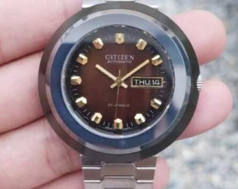 Heritage Vintage Citizen watches_UFO design from 1970’s _Rare to find model__Automatic 21 jewels_black coating with tangsten carbide bezel.