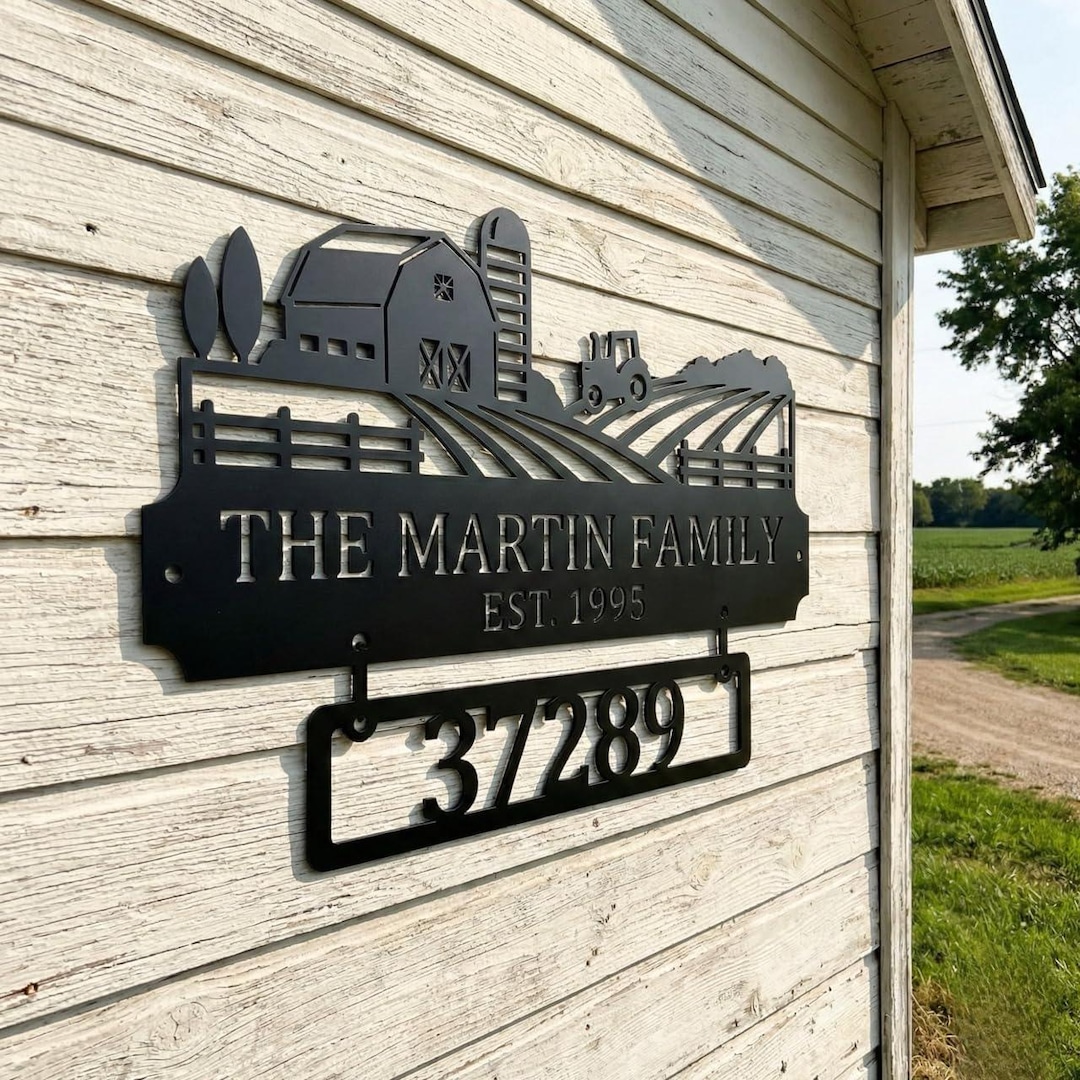 Custom Farm Address Sign, Metal House Numbers, Rustic Ranch Address ...